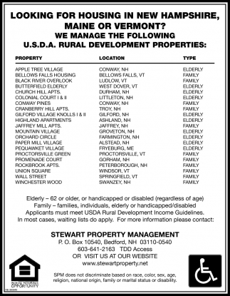 Looking For Housing In New Hampshire , Stewart Property Management , Bedford, NH