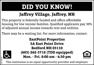 Did You Know!, EastPoint Properties , Bedford, NH