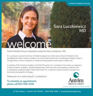 Sara Luczkiewicz, Antrim Medical Group, Antrim, NH